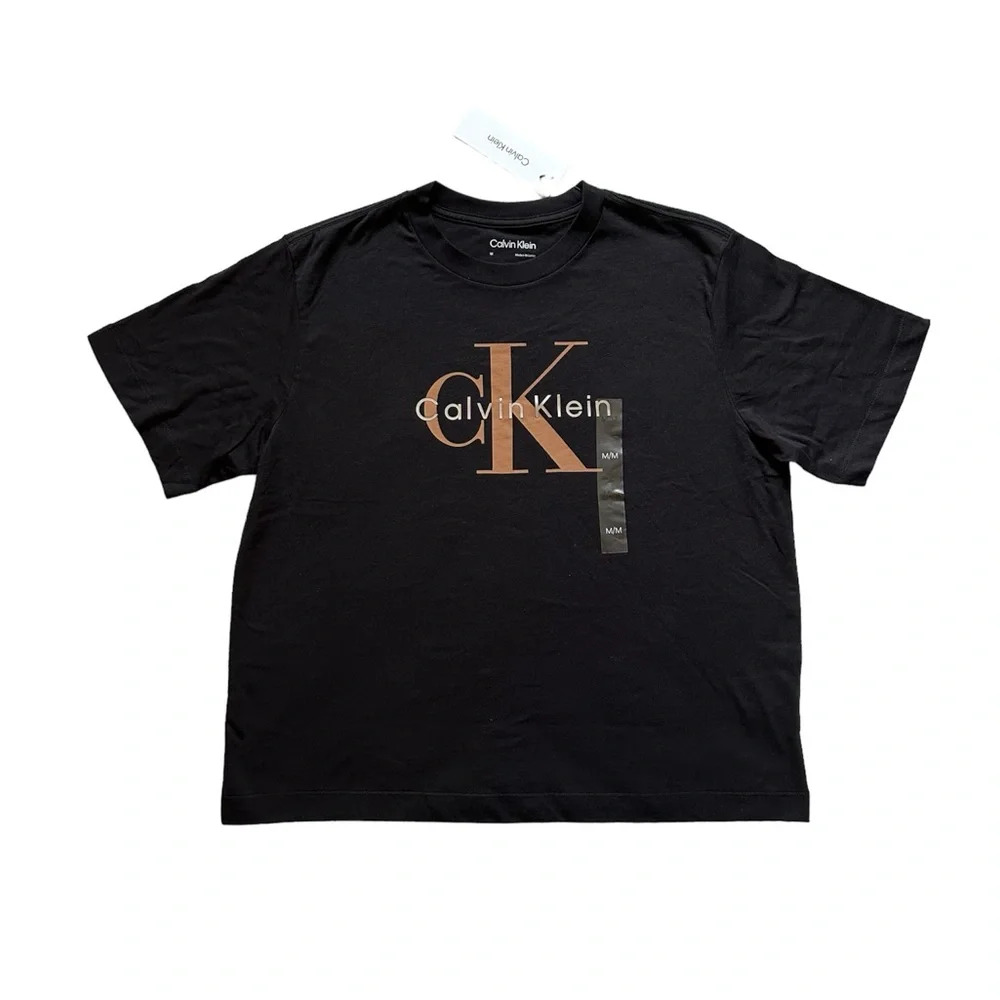 NWT Calvin Klein Logo Graphic T-Shirt Black Size M